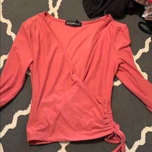Pink front cross long sleeve